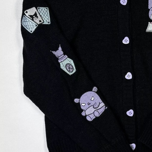 Kuromi Sanrio Embroidered Cardigan Women’s Small Sweater Fortune Teller Black - Picture 5 of 13